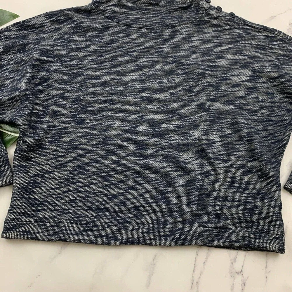 Point Sur J.Crew Dolman Sleeve Mock Neck Sweater Size M Heather Blue Pullover